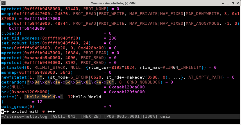 Strace output in vim with syntax highlighting